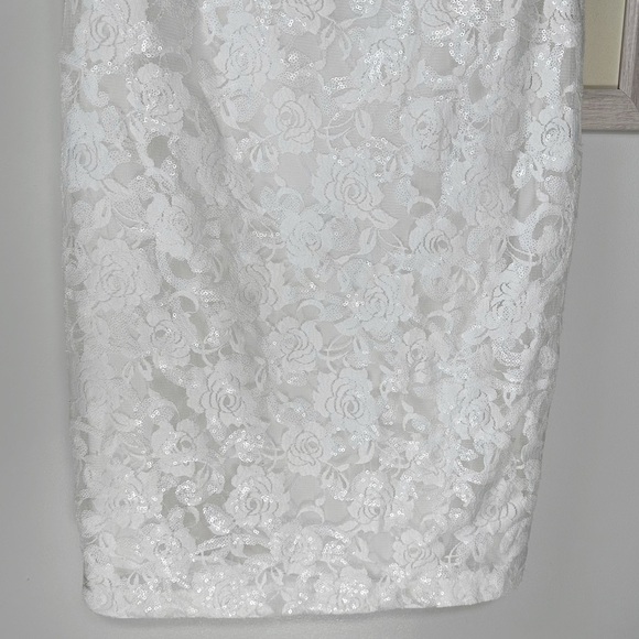 ELIZA J White Sequin Satin Bow One Shoulder Cocktail Dress Women’s Size 14 NWT - Picture 3 of 14